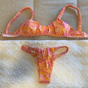 Floral Pink & Orange Bikini Set